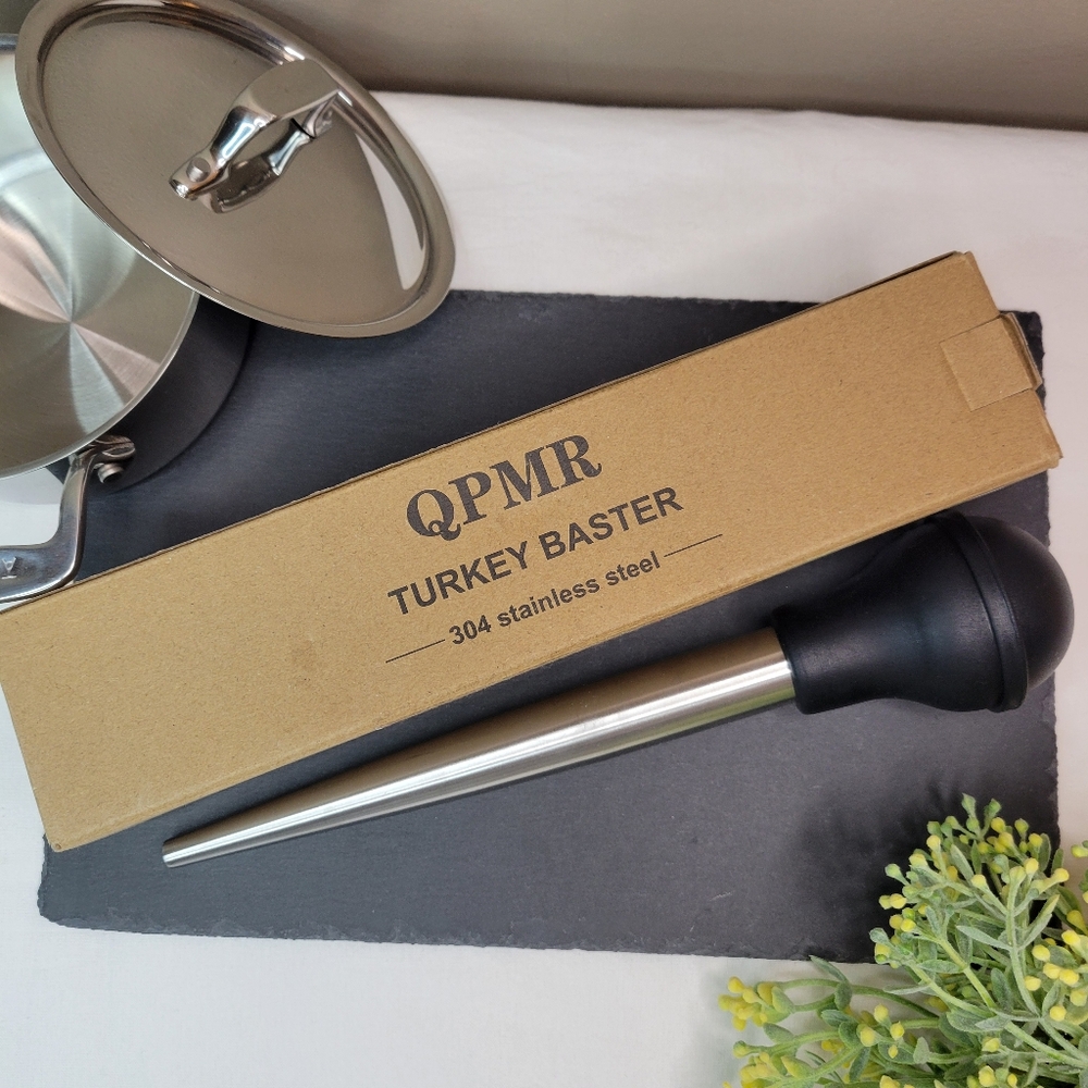 QPMR Stainless Steel Turkey Baster with Lid